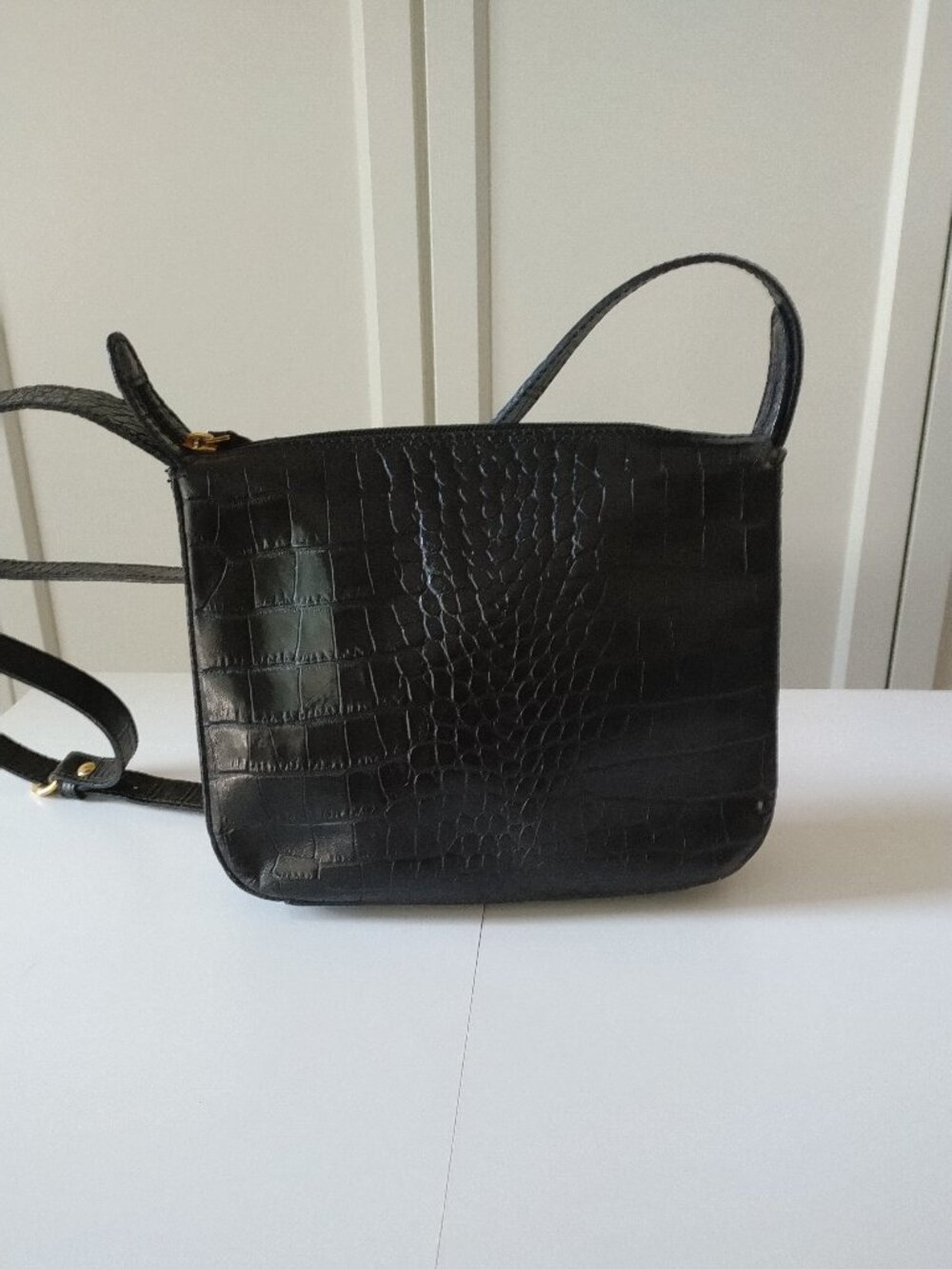 Browns Couture Vintage Black Croc-Effect Leather Crossbody Bag